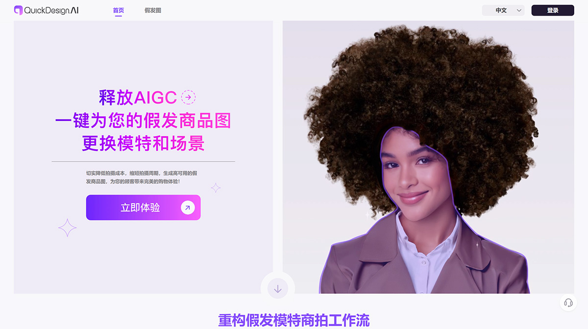 QuickDesign AI：假发模特生成平台